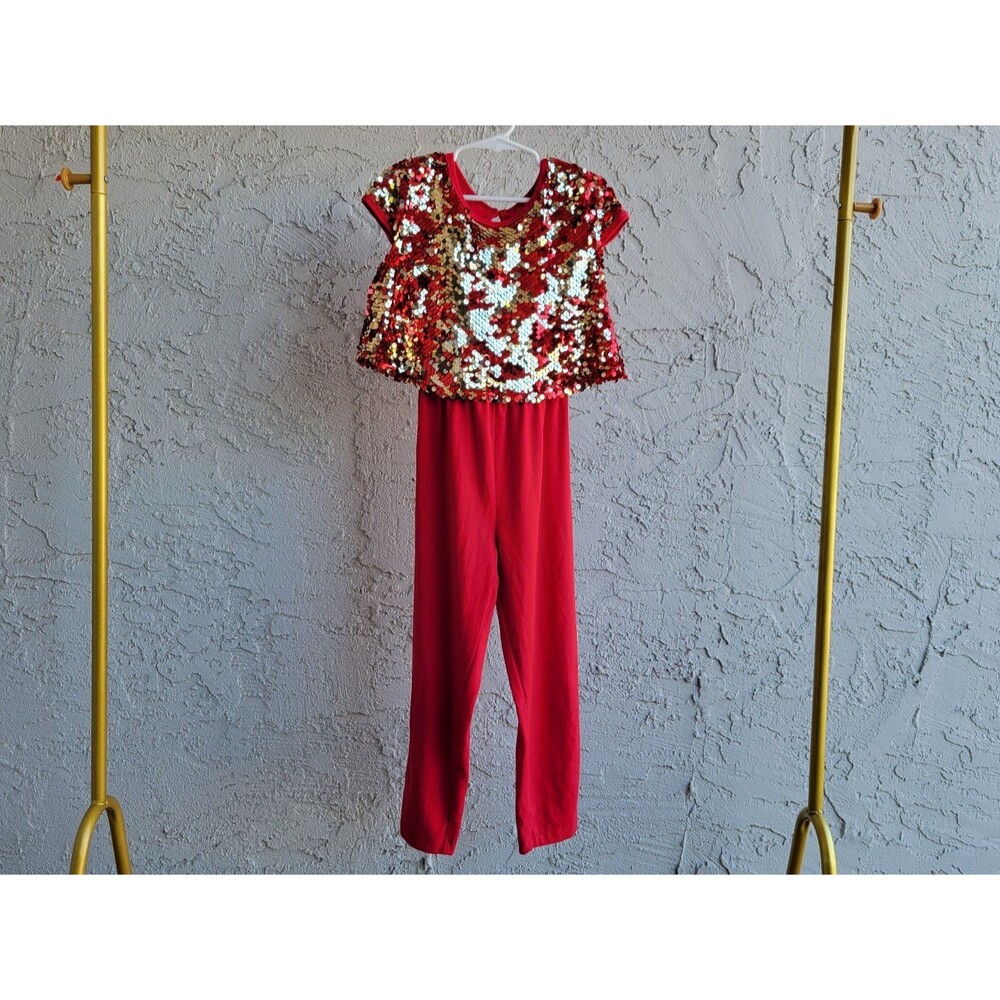 Wonder Nation Sequined Sparkling Red Jumpsuit Size 6 Years Stylized Girls